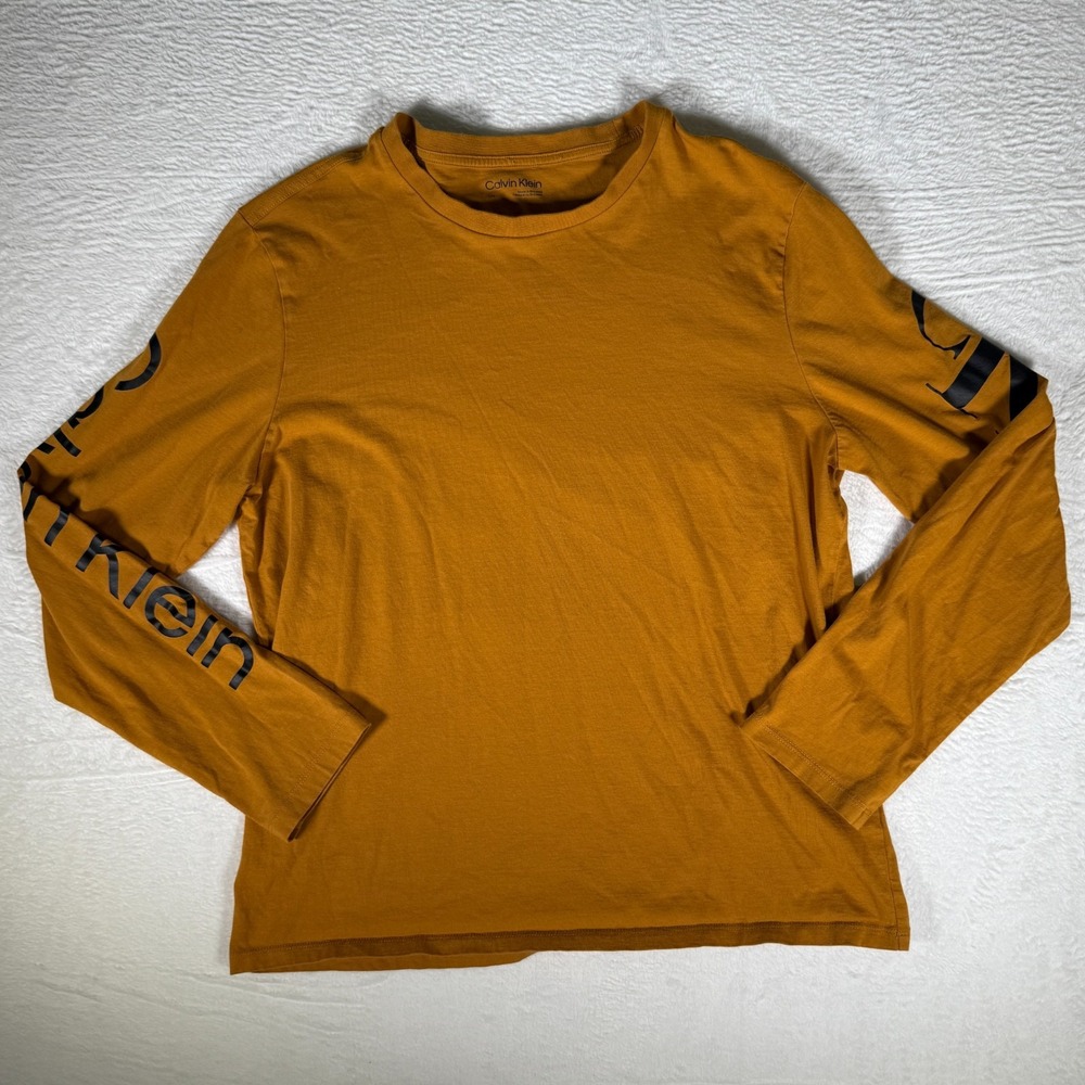 CALVIN KLEIN Men's Long Sleeve‎ Gold Sun/Black Letters T-Shirt L